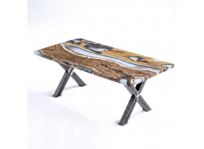 Kichen Dësch Iessdësch Epoxidharz Iesszëmmer Dësch Dësch 160 cm Holz Braun
