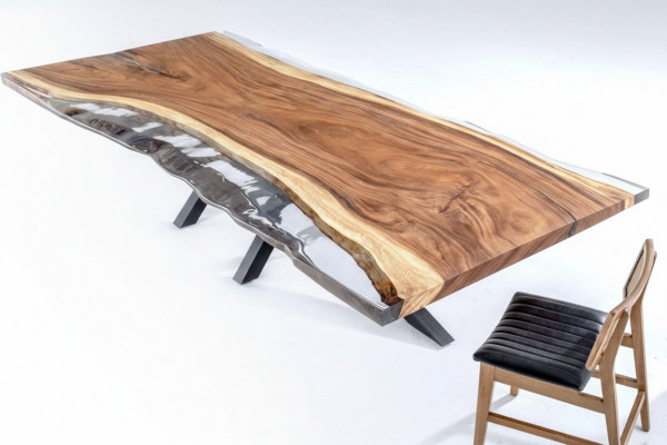 Iesszëmmerdësch Konferenzdëscher Iessdësch Epoxidharz Dësch Holz Brong