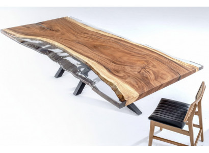 Iesszëmmerdësch Konferenzdëscher Iessdësch Epoxidharz Dësch Holz Brong