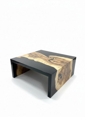 Couchtisch Epoxidharz Kaffisdësch Massiv Dëscher Holz Säitentësch Epoxid Dësch
