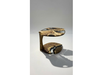 Kaffisdësch Niewendësch Canapé Dësch Epoxyharz Braun Wunnzëmmer Design