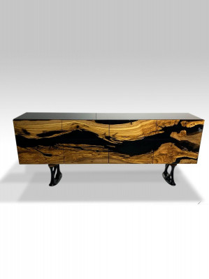 TV Stand Sideboard RTV Lowboard Wunnzëmmer Epoxyharz Holz Brong