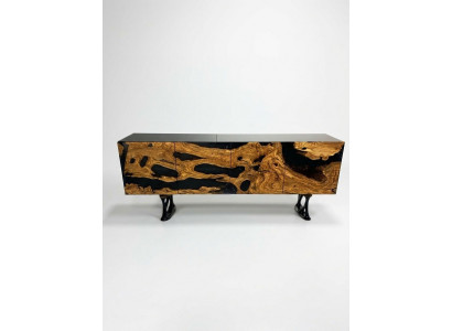 TV Stand Sideboard RTV Lowboard Wunnzëmmer Epoxyharz Holz Brong