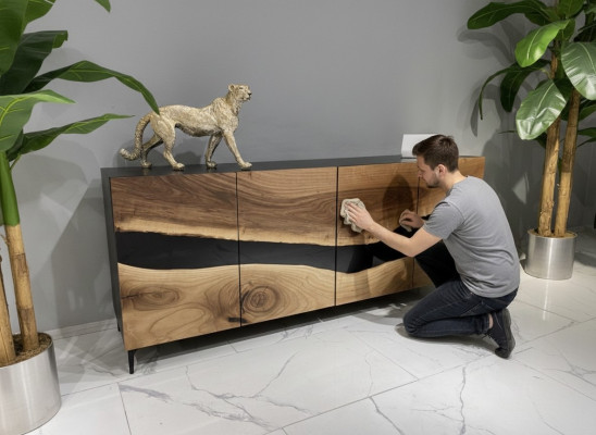 Sideboard Kommode Epoxidharz Braun Wunnzëmmer Holz Kommoden Anrichte