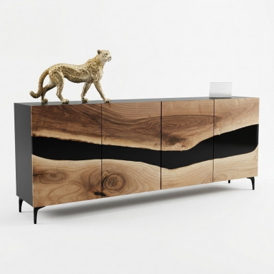 Sideboard Kommode Epoxidharz Braun Wunnzëmmer Holz Kommoden Anrichte