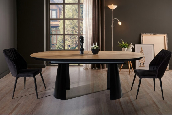 Iesszëmmerdësch Ovalen Iessdësch Auszéiher Kichendësch Holz Braun