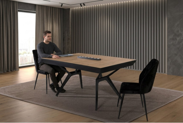 Kichendësch Iesszëmmerdësch Auszéibaren Design Luxus Holz-Brong Dësch