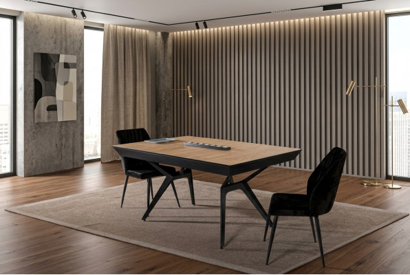 Kichendësch Iesszëmmerdësch Auszéibaren Design Luxus Holz-Brong Dësch