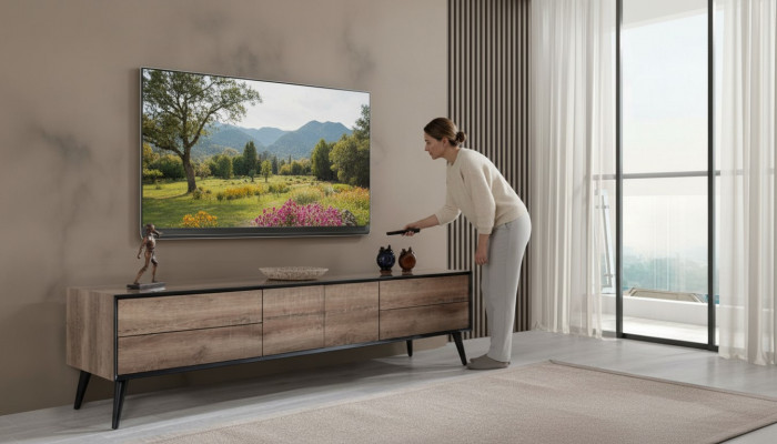 TV-Ständer RTV Tieflieschaf Teen Zëmmer Modern Braun Holz Sideboard Dësch