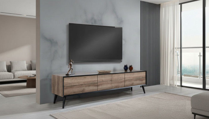 TV-Ständer RTV Tieflieschaf Teen Zëmmer Modern Braun Holz Sideboard Dësch