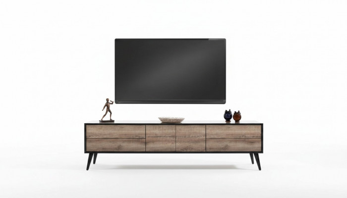 TV-Ständer RTV Tieflieschaf Teen Zëmmer Modern Braun Holz Sideboard Dësch