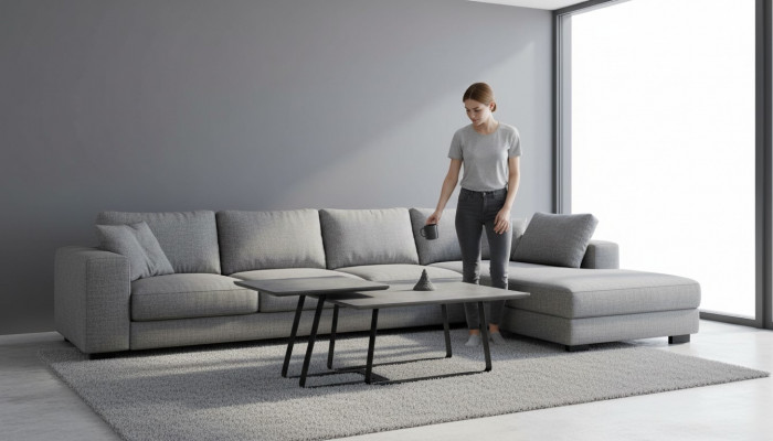 Grupp Couchtisch Säitetisch Kaffisdësch Gro 2tlg Set Dësch Holz