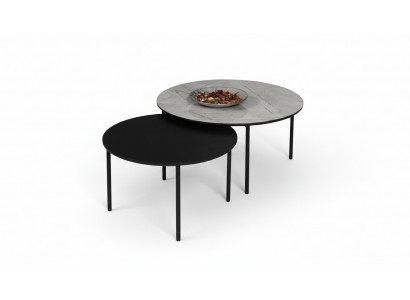 Kaffeestuff Grupp Couchtisch Säitentësch Schwaarz Set Dësch Holz 2tlg