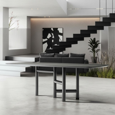 Kichendësch Iesszëmmer Dësch Auszéierbaren Design Luxus Holz Gri Dësch