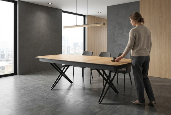 Design Kicheltësch Iesszëmmerdësch Auszuchs Holzdësch Braun Miwwelen