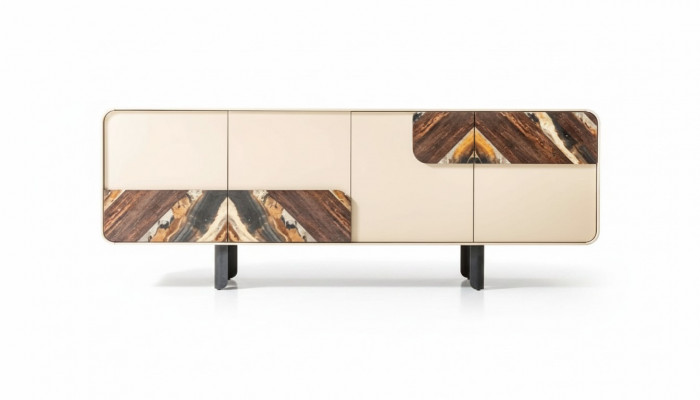 Buffet Sideboard Kommode Beige Holz Modern Miwwel Schaf Design