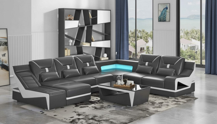 Wunnlandschaft Sofa U-Form Ecksofa Designersofa Schwaarz Eckgarnitur