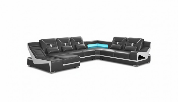 Wunnlandschaft Sofa U-Form Ecksofa Designersofa Schwaarz Eckgarnitur