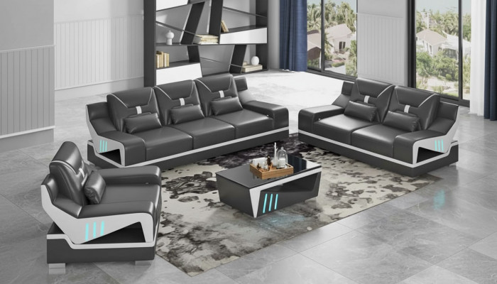 Luxus Sofagarnitur Komplette Couchgarnitur Schwaarz Kënschtleche Lieder Sofa 321