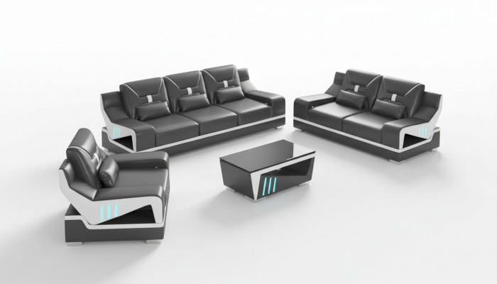 Luxus Sofagarnitur Komplette Couchgarnitur Schwaarz Kënschtleche Lieder Sofa 321