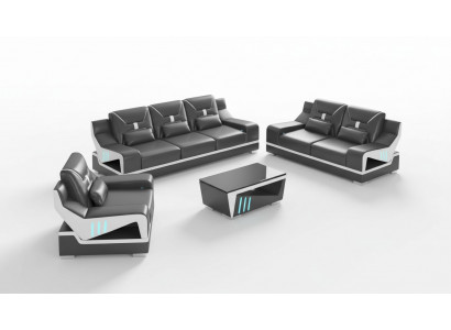 Luxus Sofagarnitur Komplette Couchgarnitur Schwaarz Kënschtleche Lieder Sofa 321