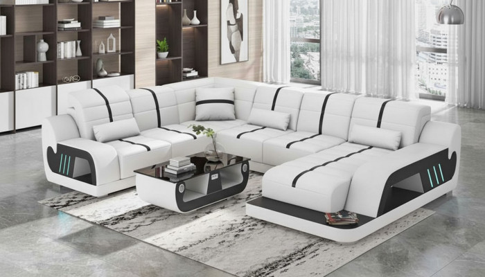 Modern Wunnlandschaft Sofa U Form Ecksofa Designersofa Wäiss Konschtlieder.