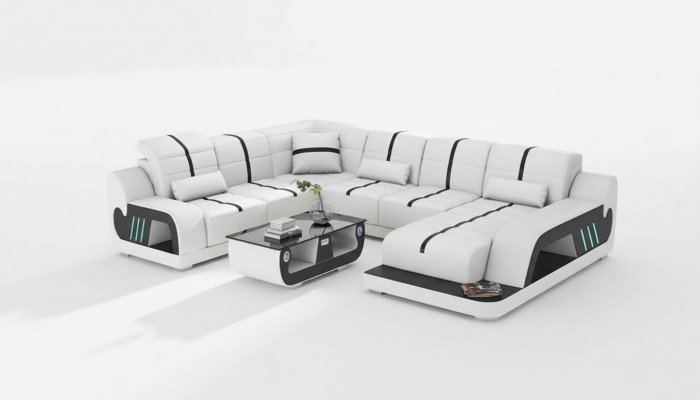Modern Wunnlandschaft Sofa U Form Ecksofa Designersofa Wäiss Konschtlieder.