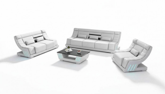 Sofagarnitur Luxus Komplette Couchgarnitur Wäiss Kënschtleer Sofakombinatioun 321