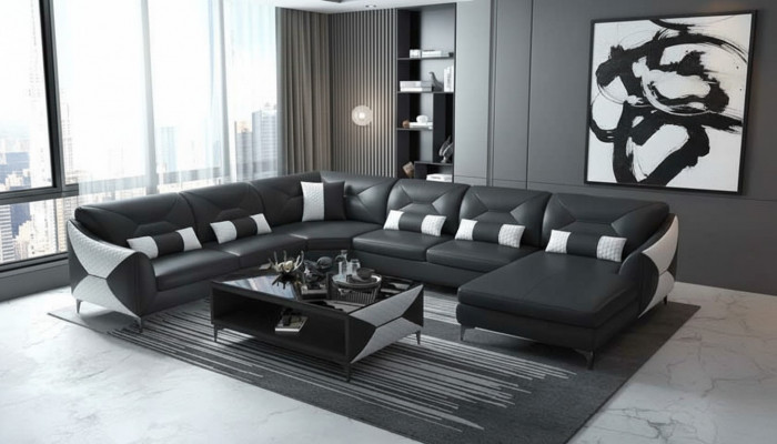 Grouss Wunnlandschaft Sofas U Form Ecksofa Lieder Sofa Schwaarz Konschtlieder.