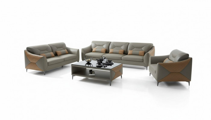 Garnitur Sofa Garnitur Couch Garnitur 3-2-1 Sëtzer Ledersofa Couch Gro