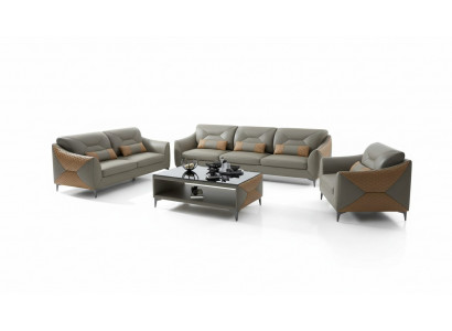 Garnitur Sofa Garnitur Couch Garnitur 3-2-1 Sëtzer Ledersofa Couch Gro