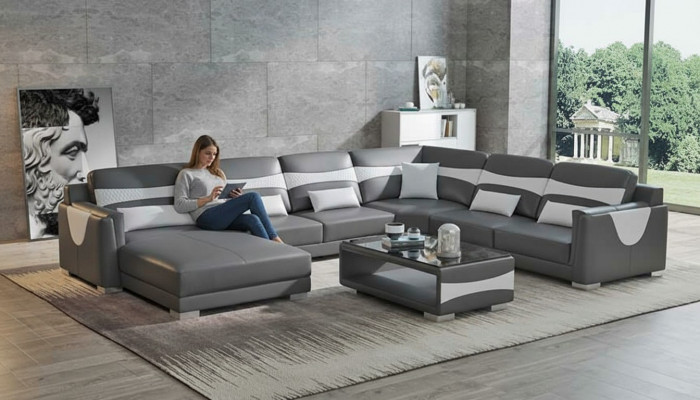 Wohnlandschaft Sofa U-Form Grouss Ecksofa Liederena Sofa Grau Konschtlieder Neit