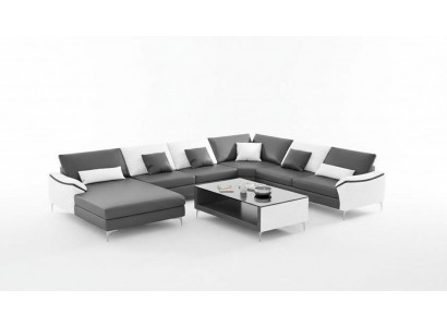 Wunnlandschaft Couches Liederdivan Eckdivan U-Form Schwaarz Sofa Grouss Nei