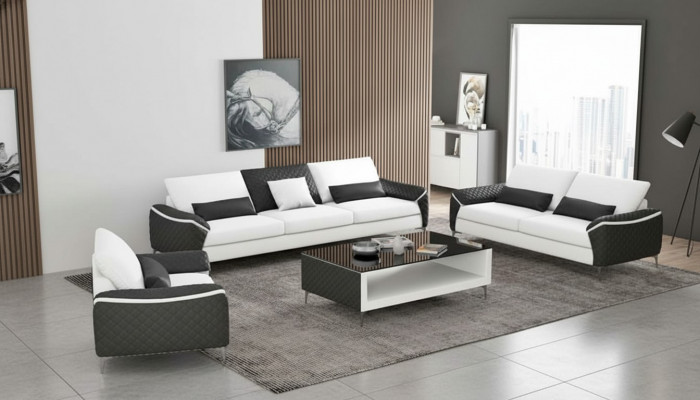 Wäiss Sofagarnitur Couchgarnitur Ledercouch Sofa Komplett Wunnzëmmer