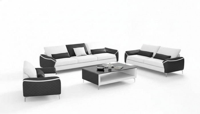 Wäiss Sofagarnitur Couchgarnitur Ledercouch Sofa Komplett Wunnzëmmer
