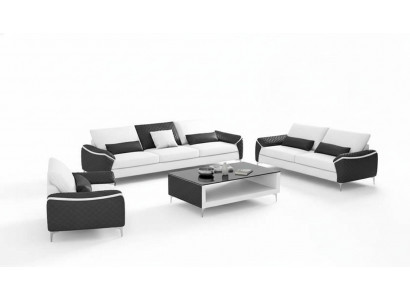 Wäiss Sofagarnitur Couchgarnitur Ledercouch Sofa Komplett Wunnzëmmer