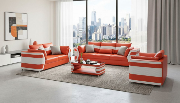 Rout Sofagarnitur Couchgarnitur Ledersofa Sofa Komplett 3tlg Sofaset