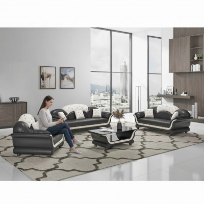 Sofagarnitur Couchgarnitur Liederdivan Sofa Komplett 3tlg Sofas Schwaarz