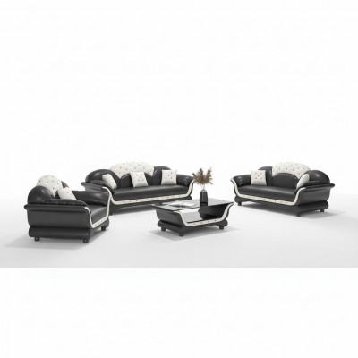 Sofagarnitur Couchgarnitur Liederdivan Sofa Komplett 3tlg Sofas Schwaarz