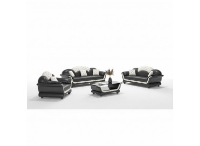 Sofagarnitur Couchgarnitur Liederdivan Sofa Komplett 3tlg Sofas Schwaarz