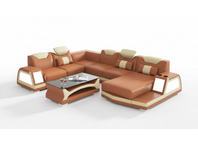 Eckcouch Modern Wunnlandschaft Canapé U-Form Grouss Liederkanapé Brong Kanapeen
