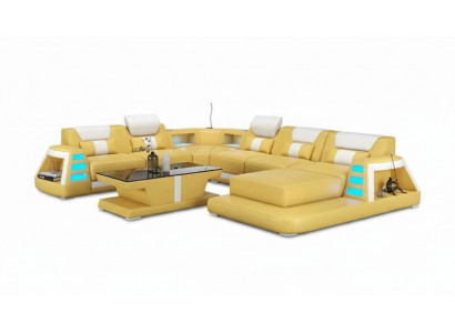 Couch Zäiteméisseg Eckcanapé U-Form Giel Wunnlandschaft Liederkanapé Canapé