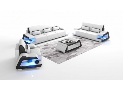 Canapé-Set Sofagarnitur Liederbéiser Sofa Komplett 3téig Wäiss Set 3+2+1
