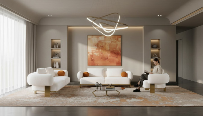 Komplett Canapé Garnitur Sofa Set Wäiss Sëtz Stoffsessel Stoffsofa Sofa