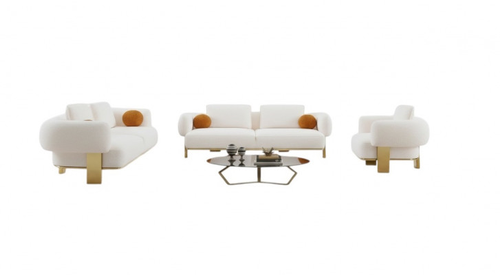 Komplett Canapé Garnitur Sofa Set Wäiss Sëtz Stoffsessel Stoffsofa Sofa