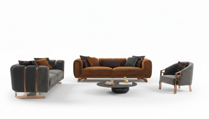 Polstersofa Komplett Canapé-Set Canapé-Set Gro Sëtz Stoffssofa sofa