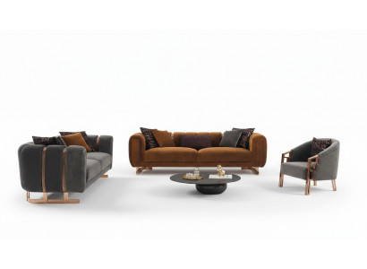 Polstersofa Komplett Canapé-Set Canapé-Set Gro Sëtz Stoffssofa sofa