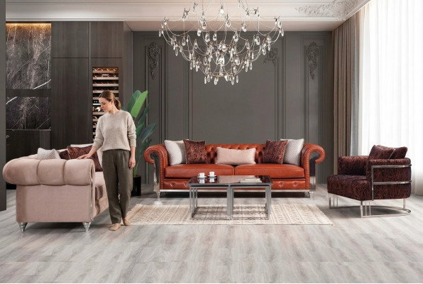 Chesterfield Sofa Garnitur Dräisëtzer Brong Couchgarnitur Polstersofa