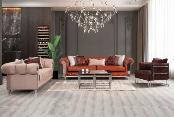 Chesterfield Sofa Garnitur Dräisëtzer Brong Couchgarnitur Polstersofa