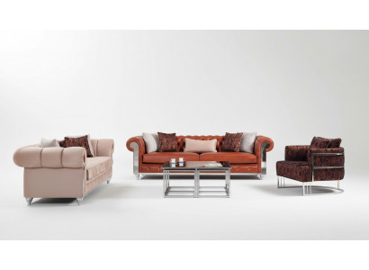 Chesterfield Sofa Garnitur Dräisëtzer Brong Couchgarnitur Polstersofa